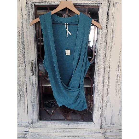 NEW Anthropologie Teal Draped Blouse Top - Large - Picture 6 of 6